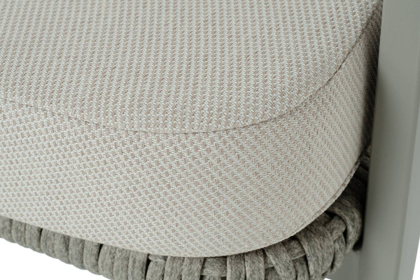 Диван 2-местный из роупа, Амстердам, каркас алюминий,  роуп серый круглый, ткань бежевая