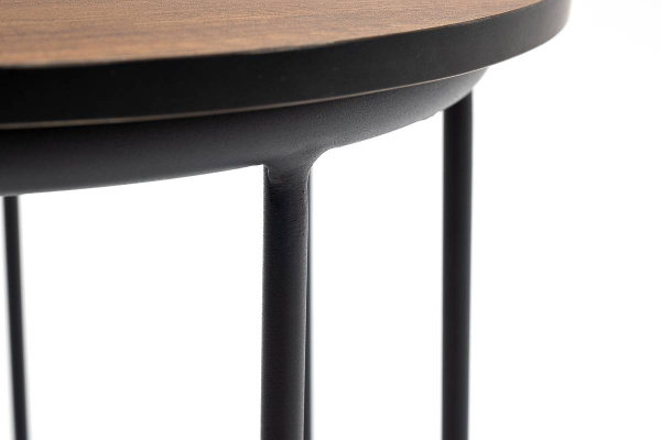 Стол журнальный из HPL, Эквадор, Ø 40 см, H 55 см, каркас алюминий темно-серый муар, цвет столеш дуб