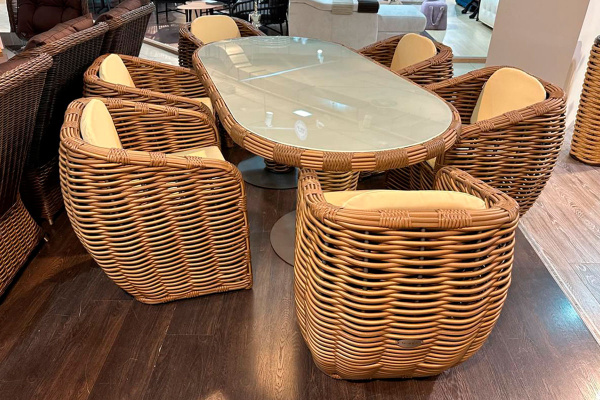 Стол обеденный Mokka Majorca, из искусственного ротанга, 200х100 см цвет: капучино