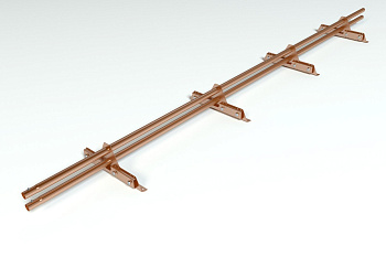 Снегозадержатель для фальцевой кровли Roofsystems Copper Next фальц, L= 3000 мм медь, 2 опоры, 4 трубы, круг Ø32 мм, L=3000 мм