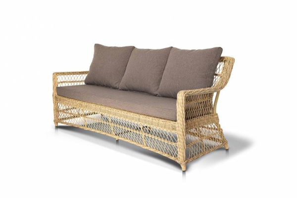 Диван 3-местный из искусственного ротанга, Гранд Латте цвет: соломенный