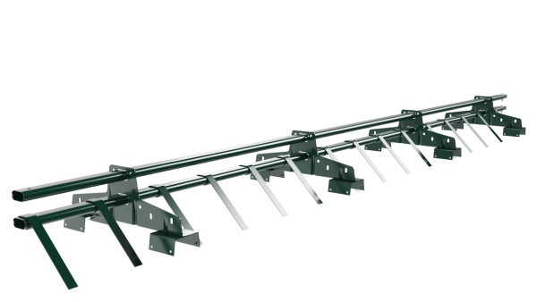 Снегозадержатель для профнастила Н-114 Borge L=3000 мм, 4 опоры, 2 трубы, овал 25х45 RAL 6005