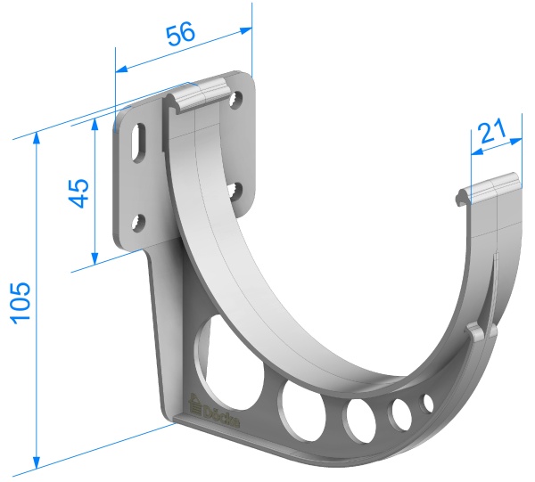 Кронштейн желоба пвх, Docke Standart, Ø120 мм, цвет: серый