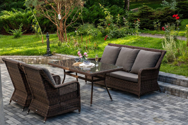 Кресло плетеное из искусственного ротанга, Гляссе коричневый