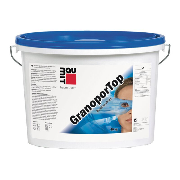 Штукатурка декоративная, Baumit GranoporTop, база, уп. 25 кг шуба, 1.5 мм, белый