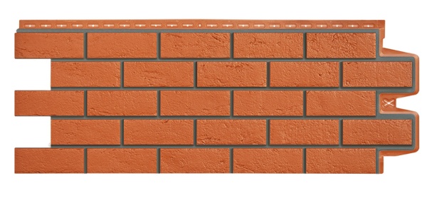 Фасадная панель Grand Line, Состаренный кирпич Design, цвет: терракотовый со швом RAL 7006