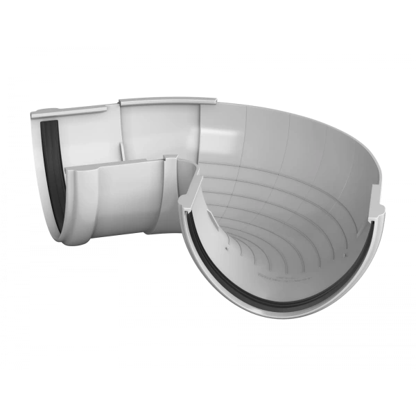 Угол желоба регулируемый 90°-150°, Технониколь пвх, стандарт Ø 125 мм, цвет: белый