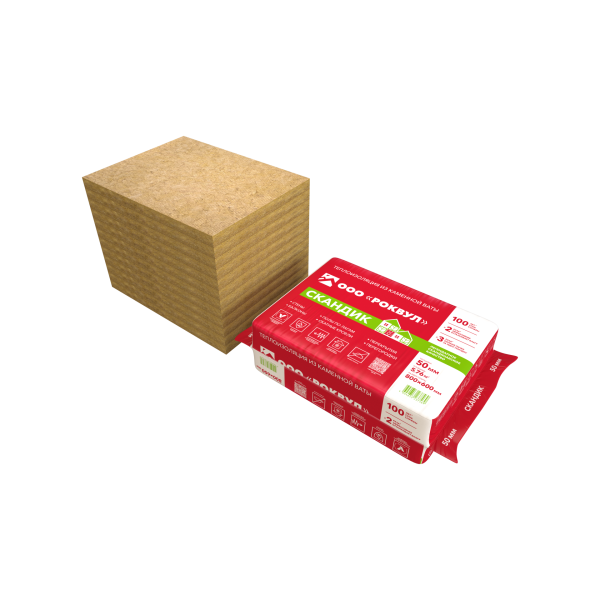 Rockwool Лайт Баттс Скандик, 100х600х800 мм, 2.88 м², 0.288 м³ уп