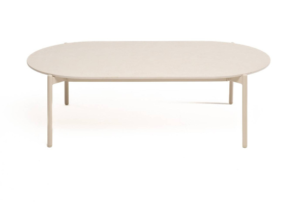 Стол журнальный из искусственного камня, овальный,  Аликанте, 130х70 см, Н 38 см, цвет: белый