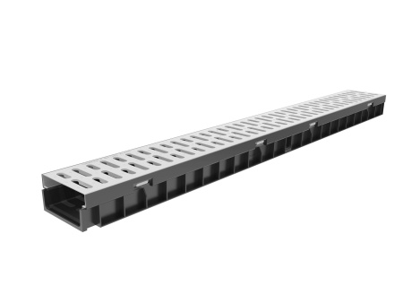 Комплект Gidrolica Light, лоток DN100 h55, стальная штампованая решетка, А15, 080096