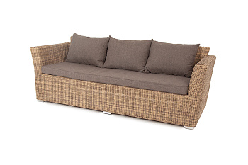 Диван 3-местный из искусственного ротанга, Капучино соломенный
