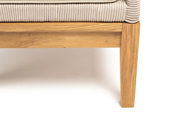 Кресло из роупа, Канны, основание дуб, роуп бежевый круглый, ткань бежевая