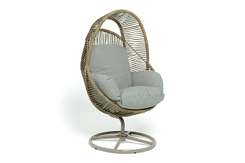 Кресло-кокон из искусственного ротанга, Барселона, цвет: соломенный