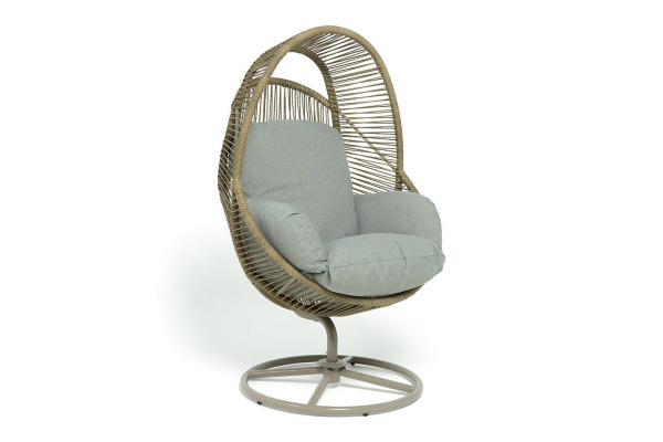 Кресло-кокон из искусственного ротанга, Барселона, цвет: соломенный