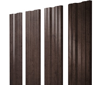 GL Штакетник Twin, фигурный 0.45 мм, Print-double Premium, Antique Wood