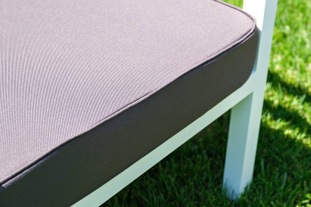 Диван 3-местный, Эстелья, алюминиевый каркас белый муар, ткань темно-серая