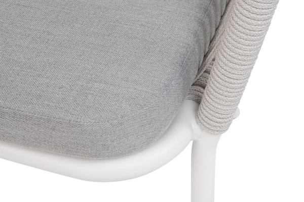 Стул из роупа, Марсель, каркас алюминий белый муар, роуп светло-серый tex, ткань светло-серый