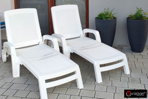 Шезлонг B:Rattan Miami складной, цвет: белый