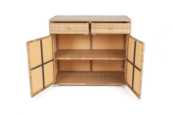 Тумба плетеная из искусственного ротанга, Мальта цвет: соломенный