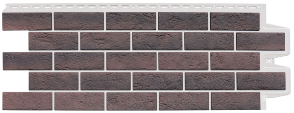 Фасадная панель Grand Line, Состаренный кирпич Design Plus, цвет: кофе с белым швом