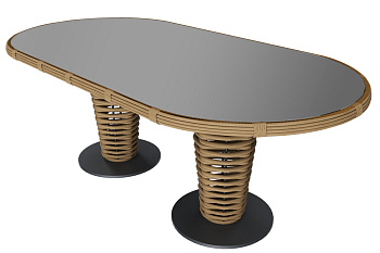 Стол обеденный Mokka Majorca, из искусственного ротанга, 200х100 см цвет: соломенный