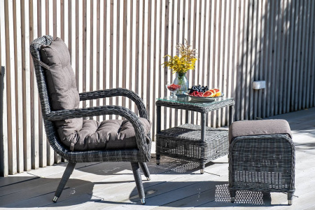 Кресло плетеное из искусственного ротанга, Толедо, с подушками графит