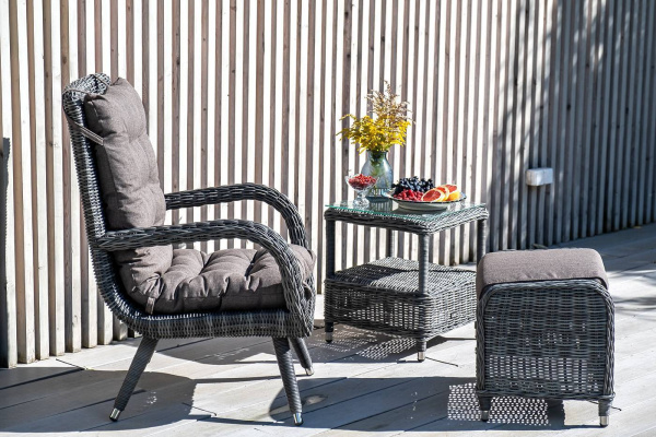 Кресло плетеное из искусственного ротанга, Толедо, с подушками графит