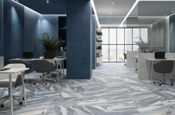 Керамогранит, Пиастрелла, 600х300х10 мм, ректификат, Дизайнерский технический AZ3603, azul macaube синий камень