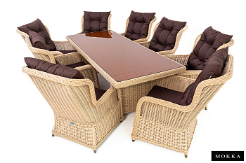 Комплект мебели Mokka San Marino, из искуственного ратанга, /стол обеденный, 8 кресел/ цвет: бежевый