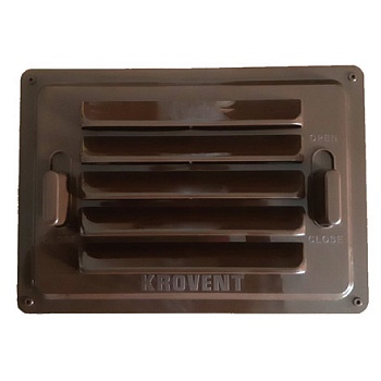Вентиляционная, регулируемая, цокольная решетка Krovent, 380х270 мм шоколадный