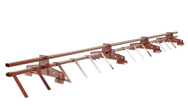 Снегозадержатель для профнастила Н-60, Н-75 Borge L=3000 мм, 4 опоры, 2 трубы, овал 25х45 RAL 8004