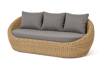 Диван 3-местный из искусственного ротанга, Барселона цвет: соломенный