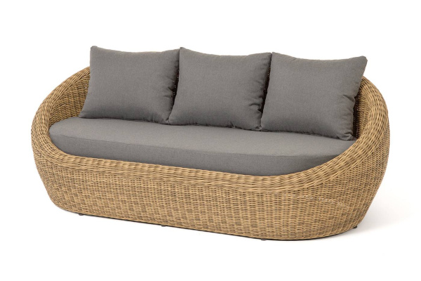 Диван 3-местный из искусственного ротанга, Барселона цвет: соломенный