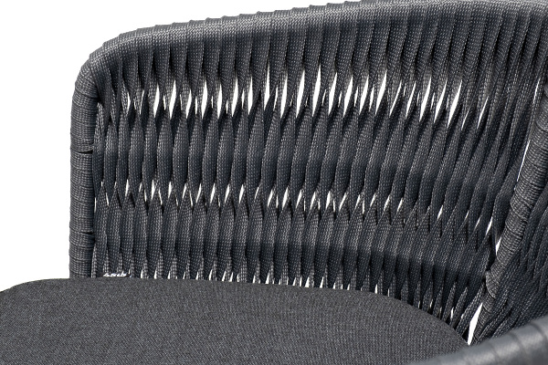 Стул из роупа /колос/, Бордо, каркас алюминий темно-серый муар, роуп серый 15 мм, ткань темно-серая