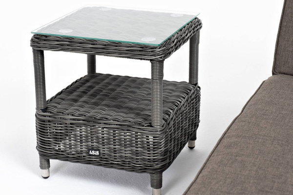 Комплект шезлонг со столиком из искусственного ротанга, Рим графит