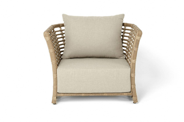 Кресло плетеное из искусственного ротанга, Валенсия цвет: соломенный