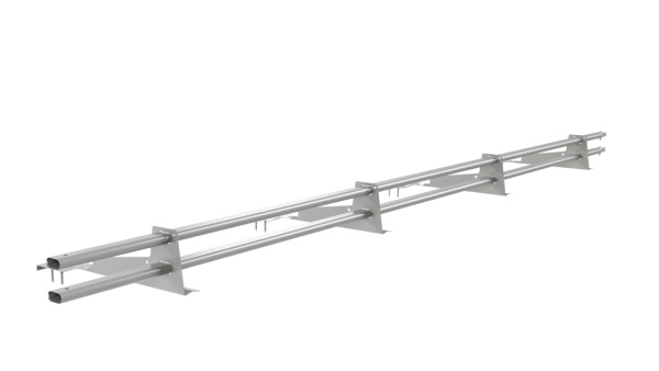 Снегозадержатель для композитной черепицы Borge L=3000 мм, 4 опоры, 2 трубы, овал 25х45 мм, RAL 9006