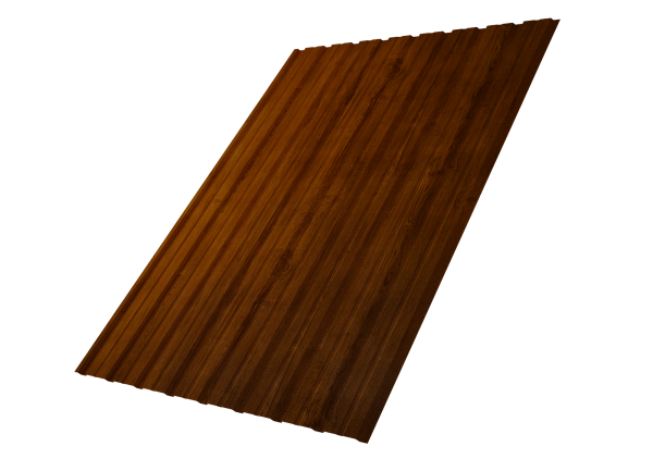 Профилированный лист GL C10 B, 0.45 мм, Print-double Premium, Golden Wood Intense F Профилированный лист GL C10 B, 0.45 мм, Print-double Premium, Golden Wood Intense F