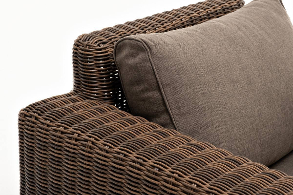 Кресло плетеное из искусственного ротанга, Боно, с подушками коричневый