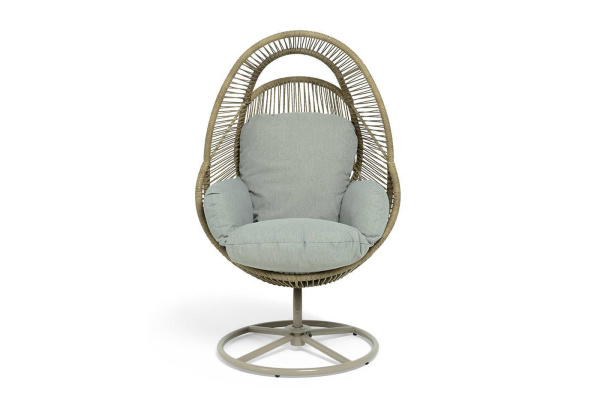 Кресло-кокон из искусственного ротанга, Барселона, цвет: соломенный