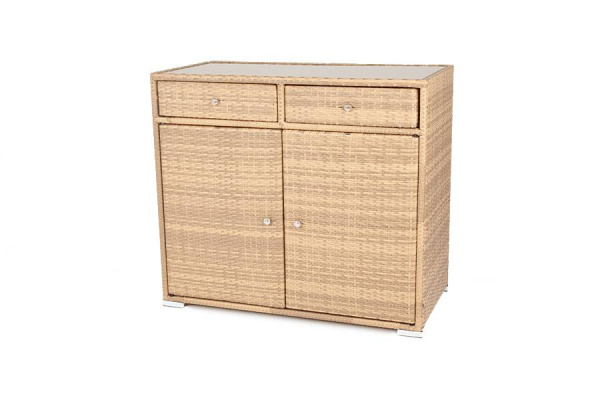 Тумба плетеная из искусственного ротанга, Мальта цвет: соломенный