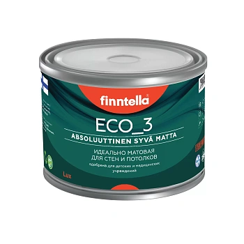 Краска Finntella, Eco 3, для стен и потолков гладкая полиуретан-латексная глубокоматовая, уп. 0.45 л колеровка