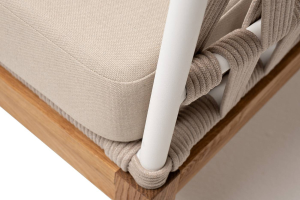 Диван 2-местный из роупа, Диего, основание дуб, карк алюм св.серый муар,роуп бежевый круг,ткань беж