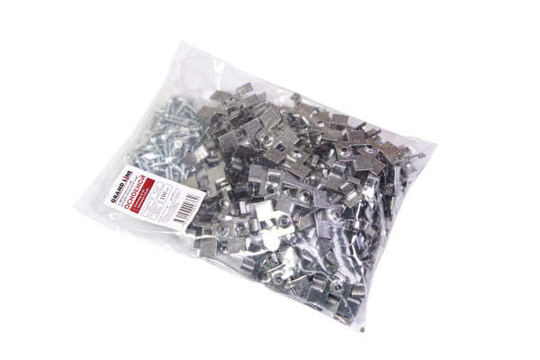 Кляммер Grand Line для ДПК металлический основной 8 мм и саморез, уп. 100 шт