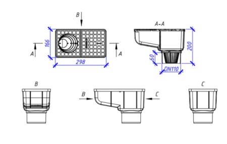 Ливнеприемник кровельный с вертикальным патрубком Aquastok, кл.А, черный, арт.6167ч
