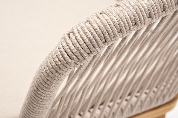 Стул из роупа, Марсель, основание дуб, роуп бежевый круглый, ткань бежевая