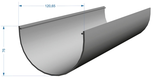 Желоб водосточный, Docke Premium, Ø120 мм, L=3000 мм, цвет: графит