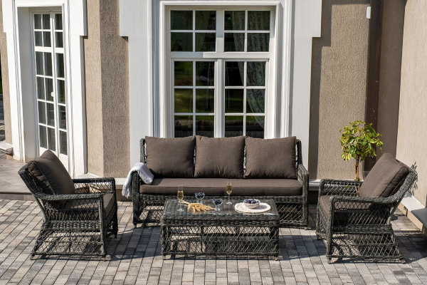 Диван 3-местный из искусственного ротанга, Гранд Латте цвет: графит