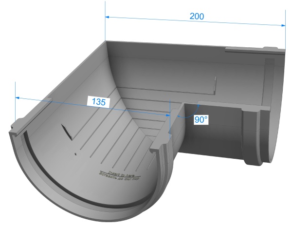 Угол желоба универсальный 90°, Docke Premium, Ø120 мм, цвет: пломбир