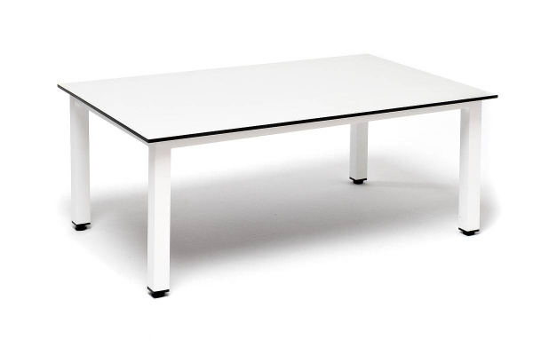 Столик журнальный из HPL, Канны, 90х60 см, H 40см, каркас белый цвет: молочный